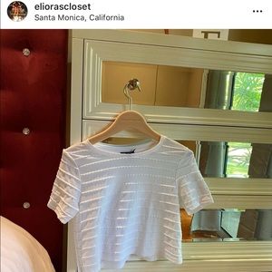 white scalloped crop top